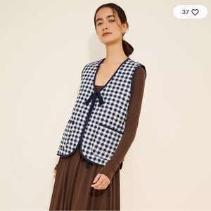 Free People Black and White Checkered Vest